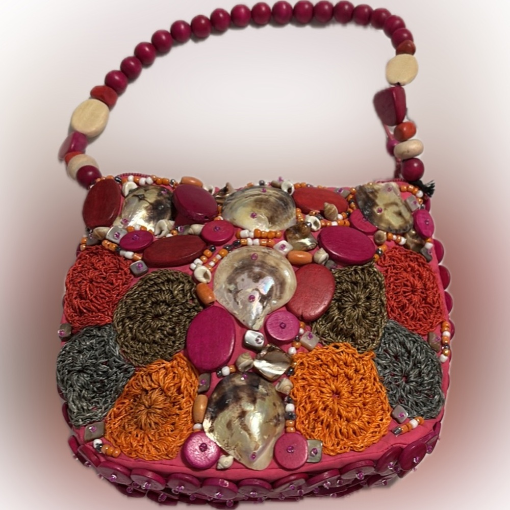 🌹NWT🌸CEBU✨embellished 🐚 shell 👜 handbag Beaded Art